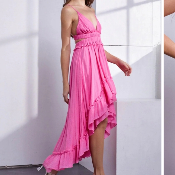 Ruffled open back cut out tiered flair dress - Picture 4 of 13